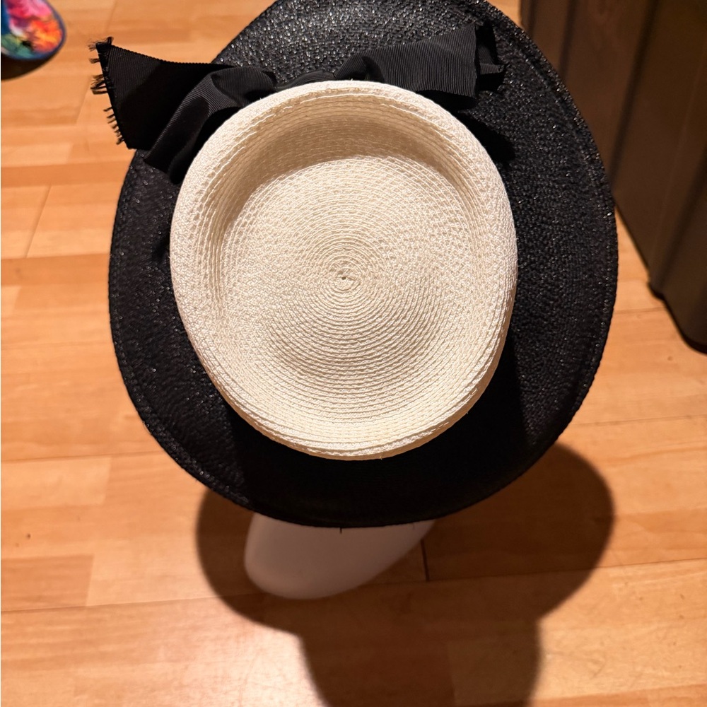 Michelle Jaffe New York Vintage Bicolor Straw raffia bow church elegant formal - Picture 3 of 5